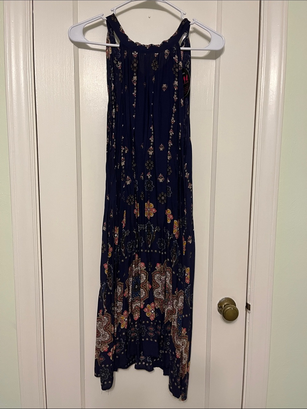 Navy Floral Maxi Dress - Women's Sleeveless Summer Dress